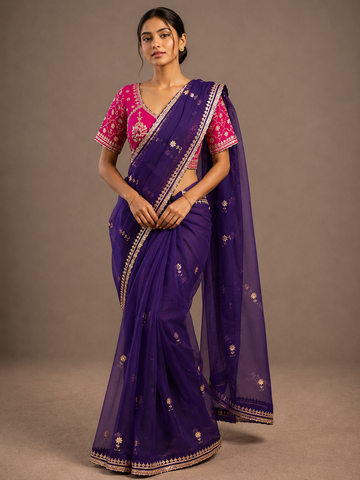 Ranas Purple Color Gota Work Designer Saree