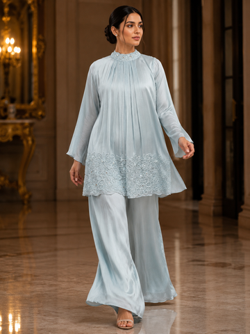 Ranas Aqua Blue Designer Plazo Set