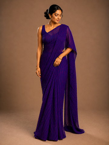 Ranas Purple Color Leheriya Mothda Saree