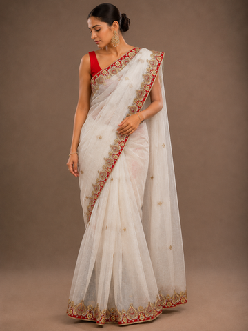 Ranas Off White color Gota Patti Designer Saree