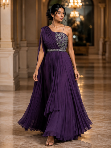Ranas Purple Color Evening Party Gown