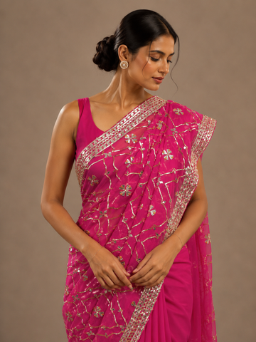 Ranas Rani Pink Pure Chiffon Saree