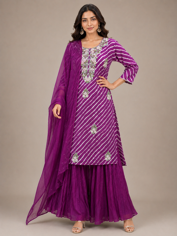 Ranas Purple Leheriya Festive Wear Suit