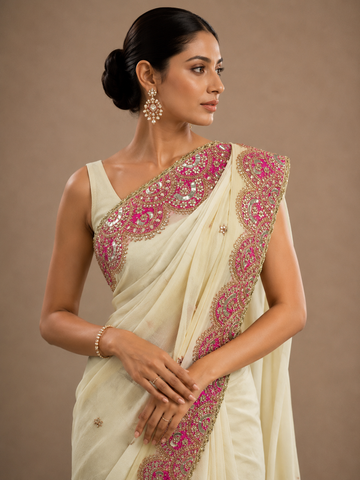 Ranas Off White Gota Patti Saree
