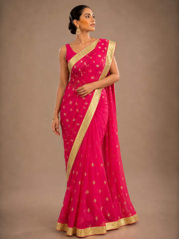 Ranas Gota Patti Work Pure Chiffon Saree