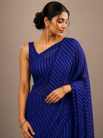 Ranas Blue Color Leheriya Mothda Saree