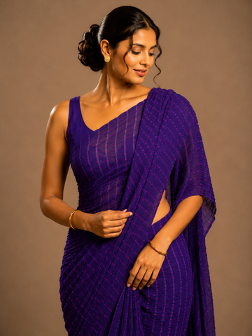 Ranas Purple Color Leheriya Mothda Saree