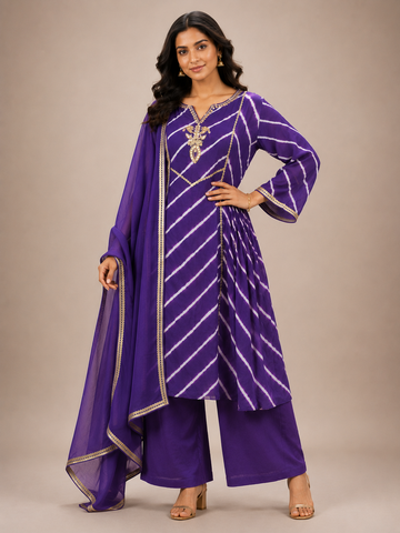 Ranas Purple Color Leheriya Ethnic Suit