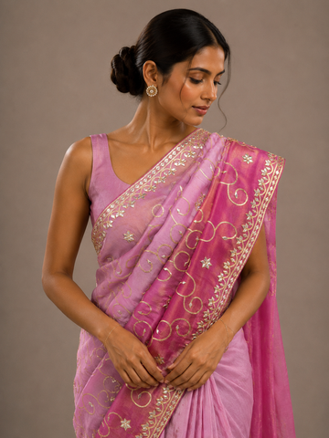 Ranas Shaded Pink Color Gota Patti Designer Saree