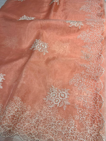 Ranas Peach Color Organza Saree