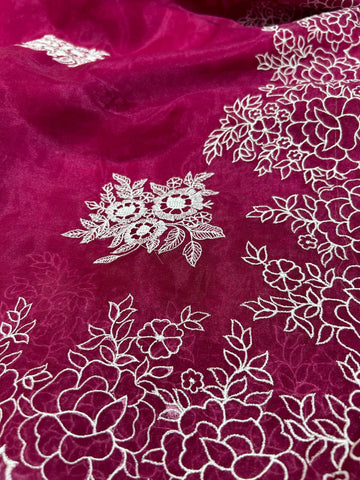 Ranas wine Color Organza Saree
