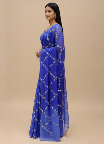 Ranas Blue Color Sequine work Saree
