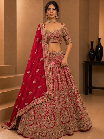 Ranas Elegant Red Bridal Wear Lehenga