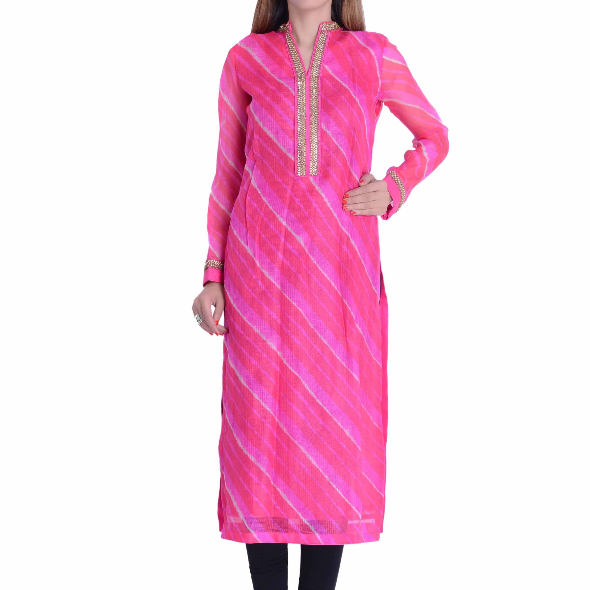 Kota Silk Kurti In Pink Color