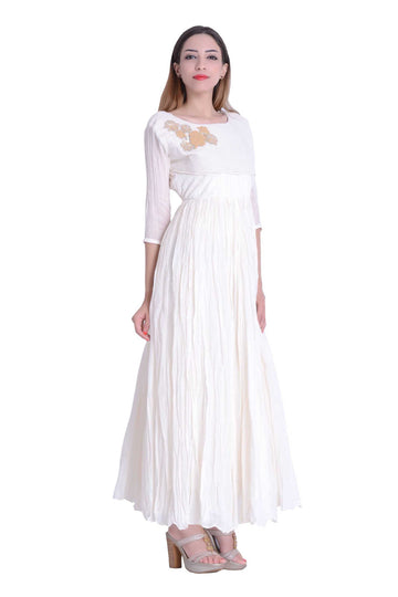 Designer Gown In Off White Color