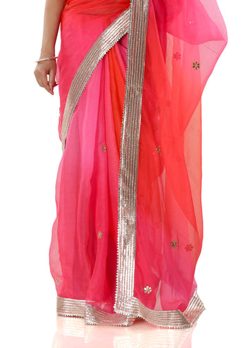 Ranas Peach Pink Kota Silk Saree
