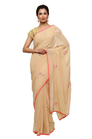 Ranas Beige Color Georgette Saree