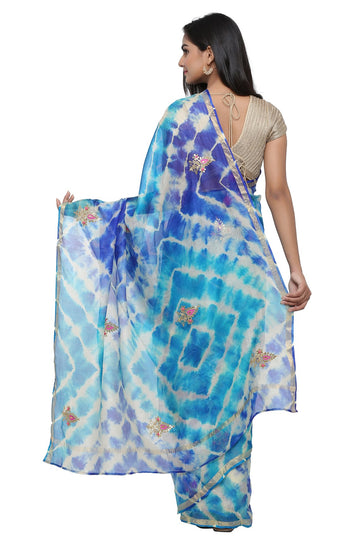 Ranas Kota Silk Blue Leheriya  Saree