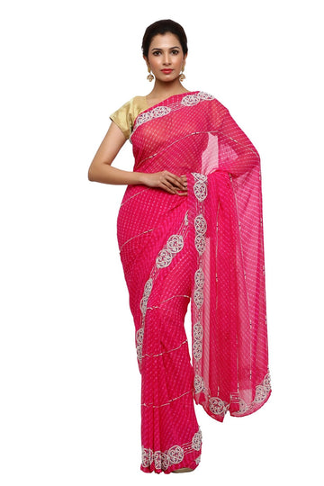 Ranas Rani Mothada Pure Geogette Saree