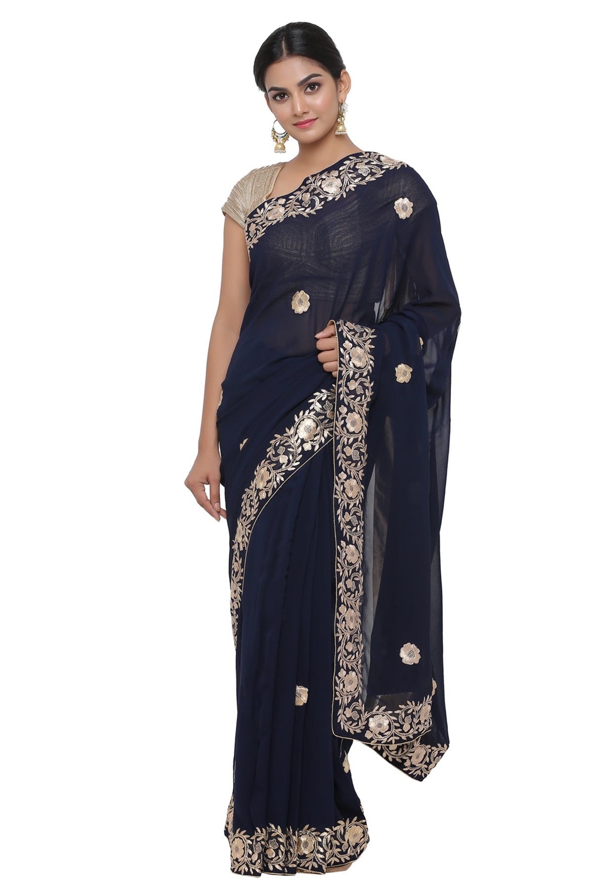 Ranas Blue Georgette Saree