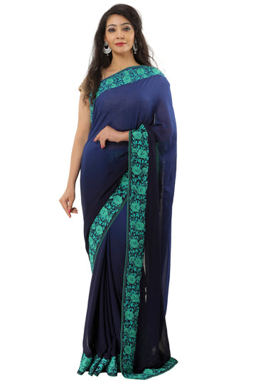 Ranas Blue Color Georgette Saree