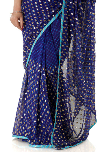 Ranas Blue Mothda Gota Patti  Saree