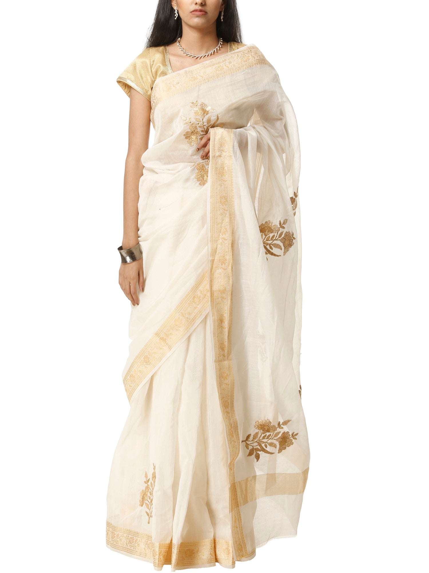 Ranas Sikiya Gota Chanderi Saree