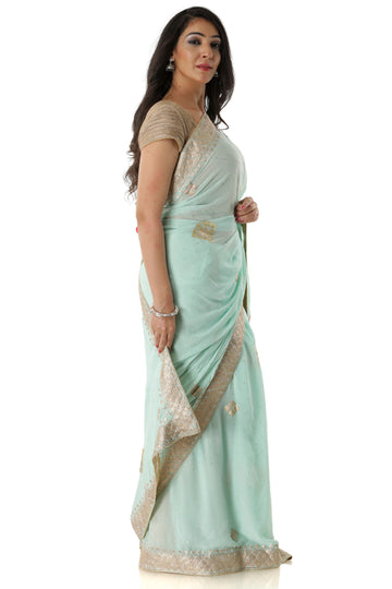 Ranas Sea Green Color Georgette Saree