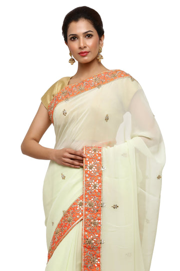 Ranas Pista Green Gota Patti saree