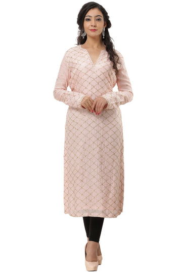 Ranas Peach Color Chanderi Kurti