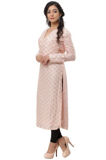 Ranas Peach Color Chanderi Kurti