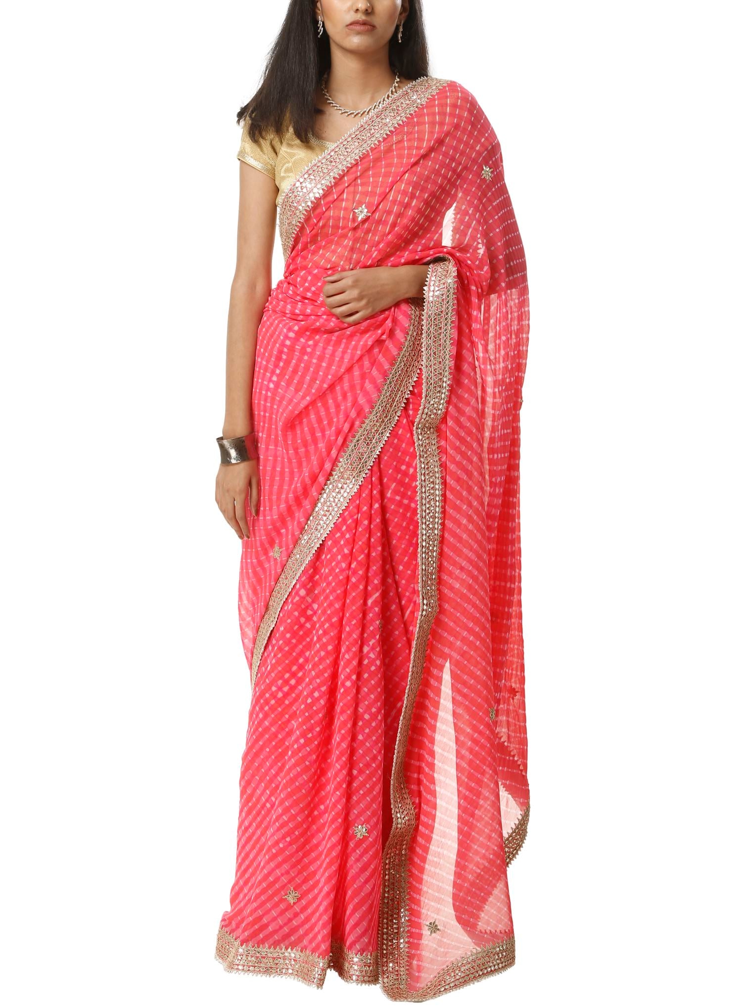 Ranas Georgette Gota Patti Mothda Saree
