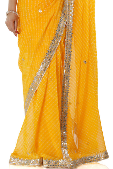 Ranas Yellow Mothda Gota Patti Saree