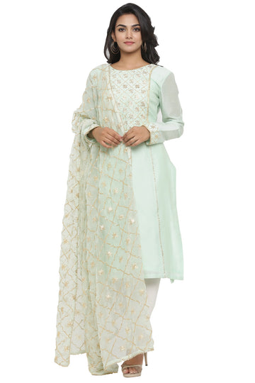 Ranas Sea Green Chanderi Suit
