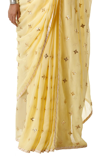 Ranas Yellow Georgette Gota Patti Saree