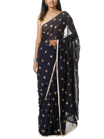 Ranas Blue Georgette Gota Patti Saree