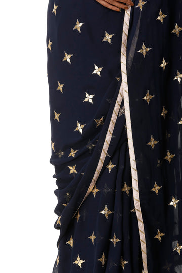 Ranas Blue Georgette Gota Patti Saree