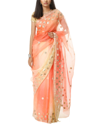 Ranas Orange Peach Kota Silk Sarees