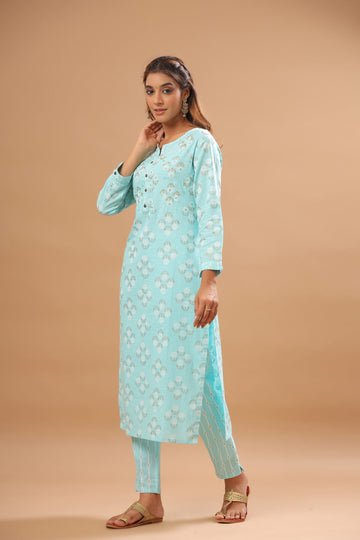 Ranas Sky Blue Cotton Kurti