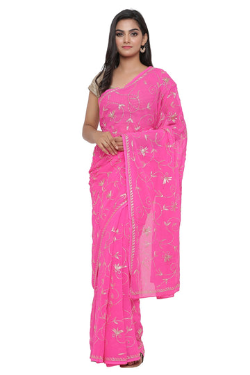 Ranas Pink Color Pure Georgette Saree