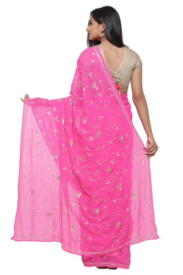 Ranas Pink Color Pure Georgette Saree