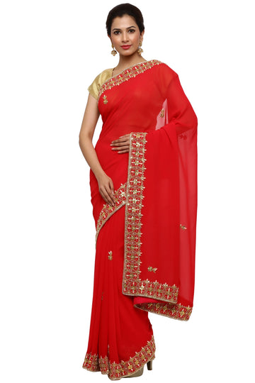 Ranas Red Georgette Gota Patti Saree