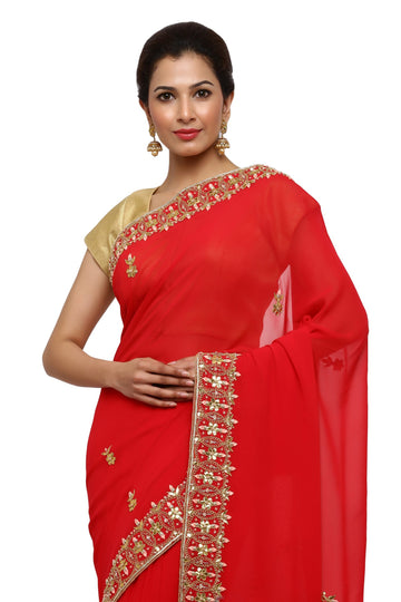 Ranas Red Georgette Gota Patti Saree