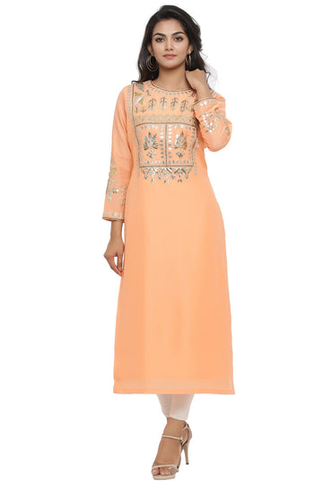 Ranas Dark Peach Chanderi Kurti