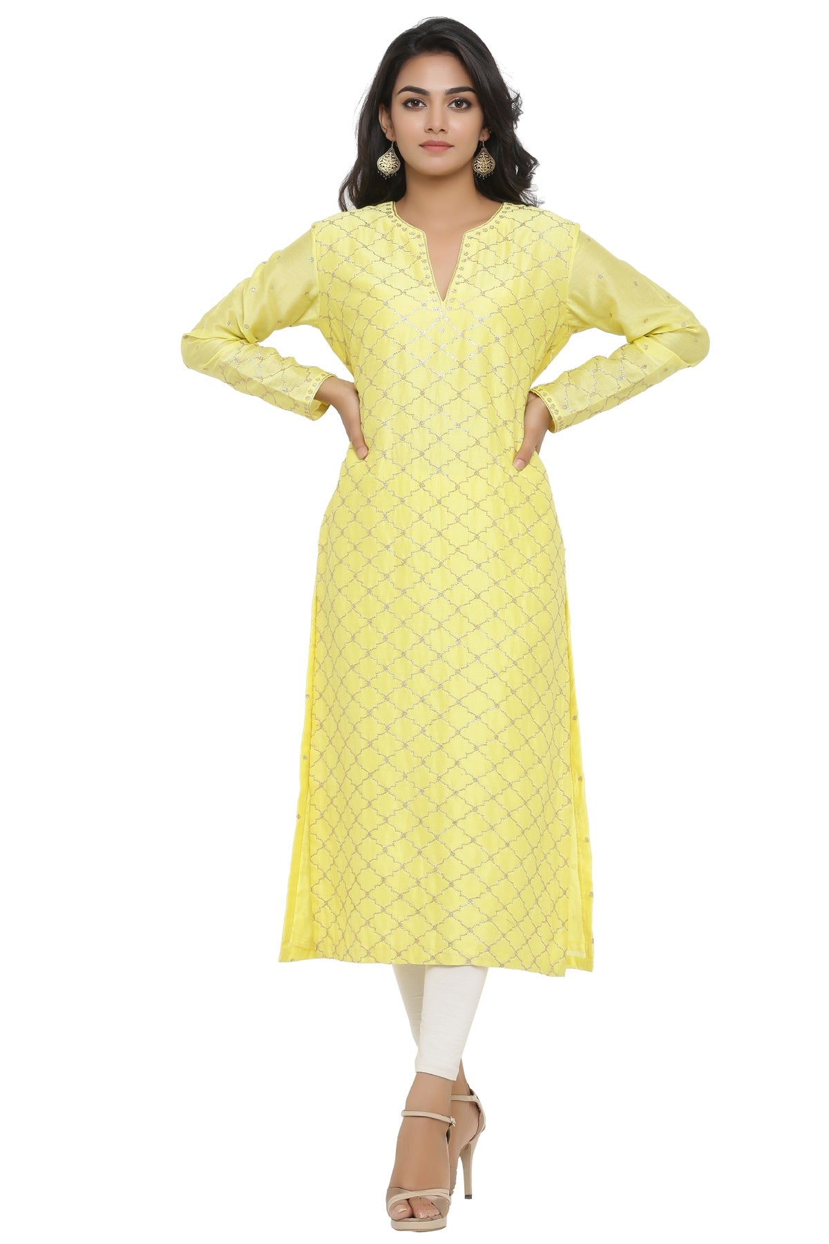 Ranas Yellow Color Chanderi Kurti