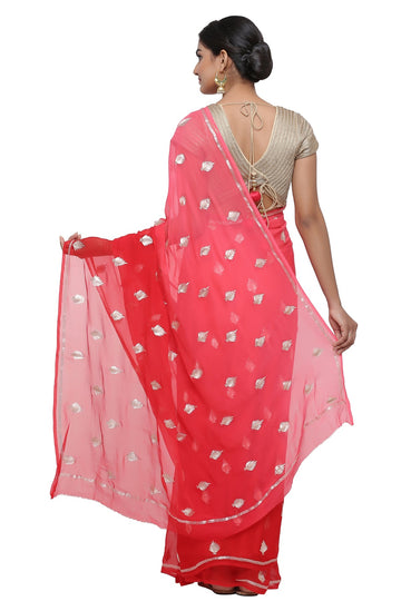 Ranas Red Shaded Pure Chiffon Saree