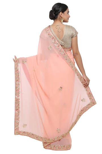 Ranas Peach Color Gota Patti Saree