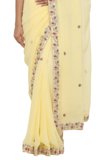 Ranas Yellow Color Georgette Saree