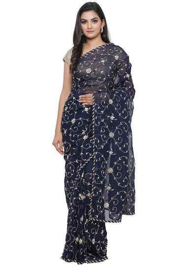 Ranas Blue Georgette Gota Patti Saree