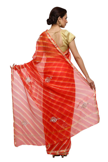 Ranas Orange Leheriya Kota Silk Saree